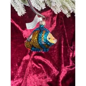 Vintage Christmas - Glass Tree Ornament - Blue-Yellow Exotic Fish Department 56